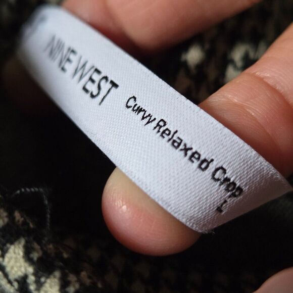 EUC NINE WEST HOUNDSTOOTH CURVY RELAXED CROP PANTS SIZE LARGE - Picture 10 of 14